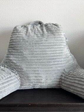NESTL Plush Ribbed Back Pillow in Light Gray